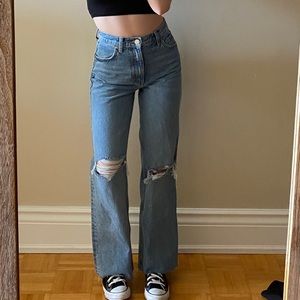 Zara Hi-Rise Full Length Ripped Jeans🤍
